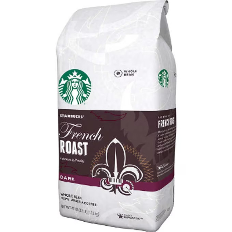 Starbucks French Roast Whole Bean Coffee, Dark, 2.5 lbs