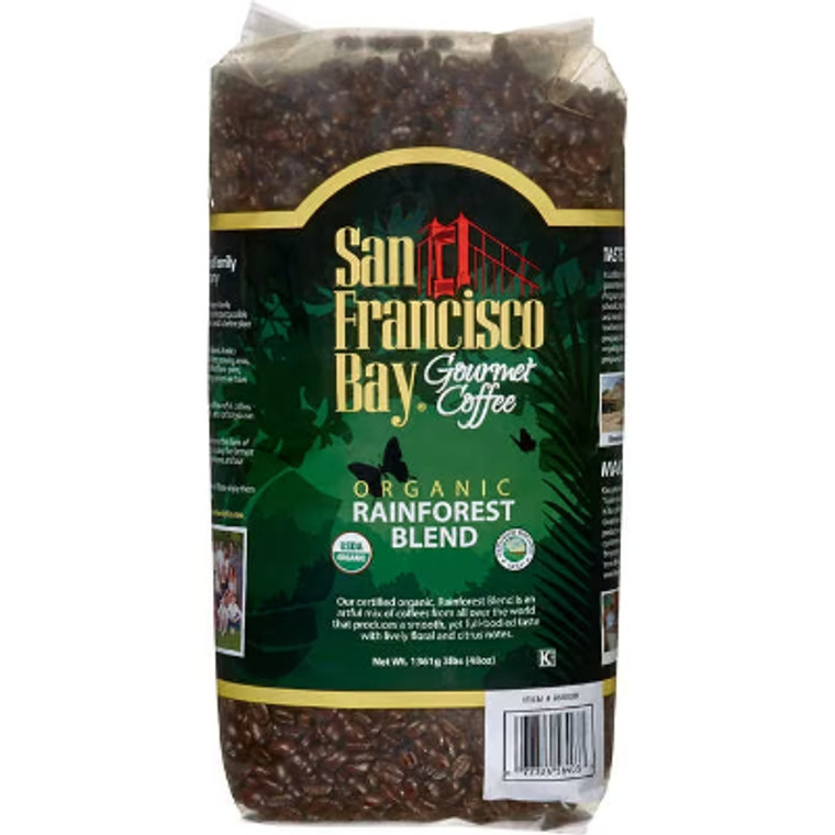 San Francisco Bay 100% Organic Whole Bean Coffee, Rainforest Blend, 3 lbs