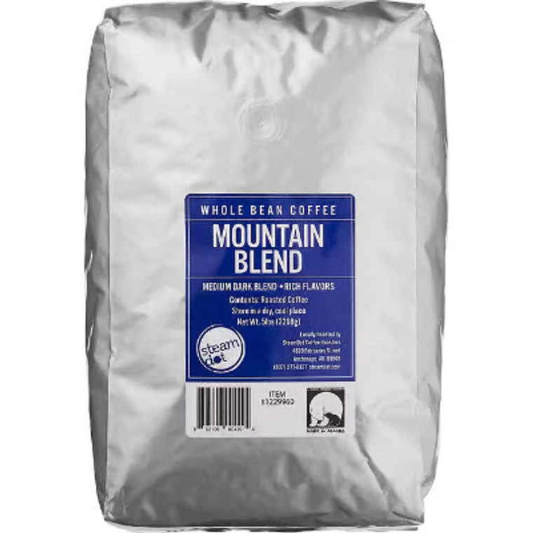 SteamDot Mountain Blend Whole Bean Coffee, Medium Dark Roast, 5 lbs