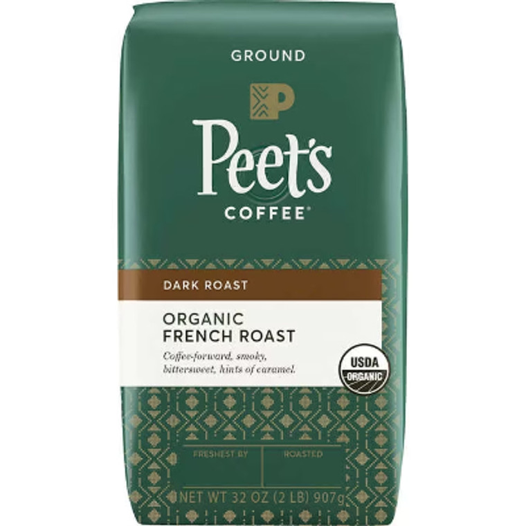 Peets Coffee Organic French Roast Ground Coffee, Dark, 2 lbs