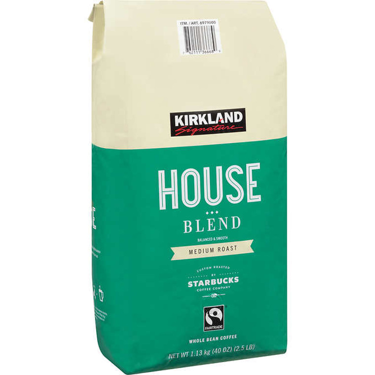 Kirkland Signature House Blend Whole Bean Coffee, Medium, 2.5 lbs