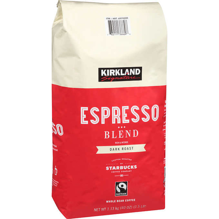 Kirkland Signature Espresso Blend Whole Bean Coffee, Dark Roast, 2.5 lbs