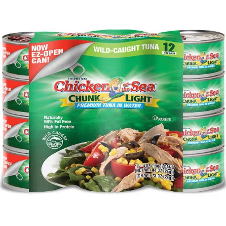 Chicken of the Sea Premium Chunk Light Tuna in Water, 7 oz, 12 ct