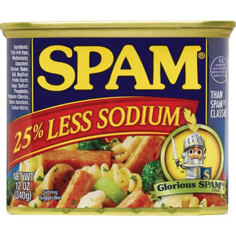 Hormel Spam, 25% Less Sodium, 12 oz, 8 ct