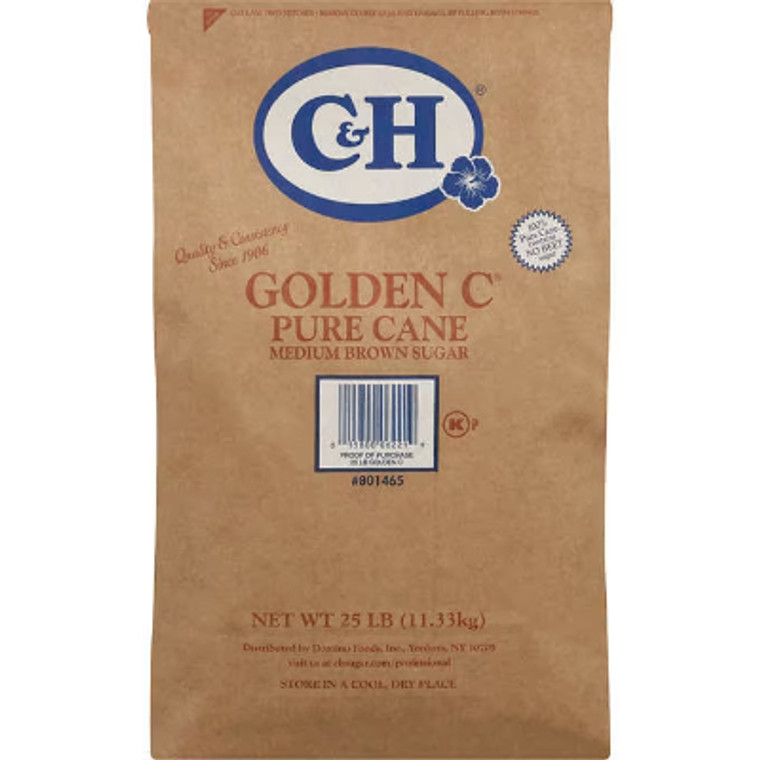 C&H Golden C Medium Brown Pure Cane Sugar, 25 lbs