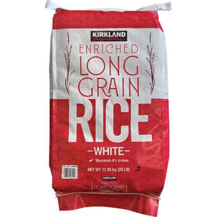 Kirkland Signature Enriched White Rice, Long Grain, 25 lbs