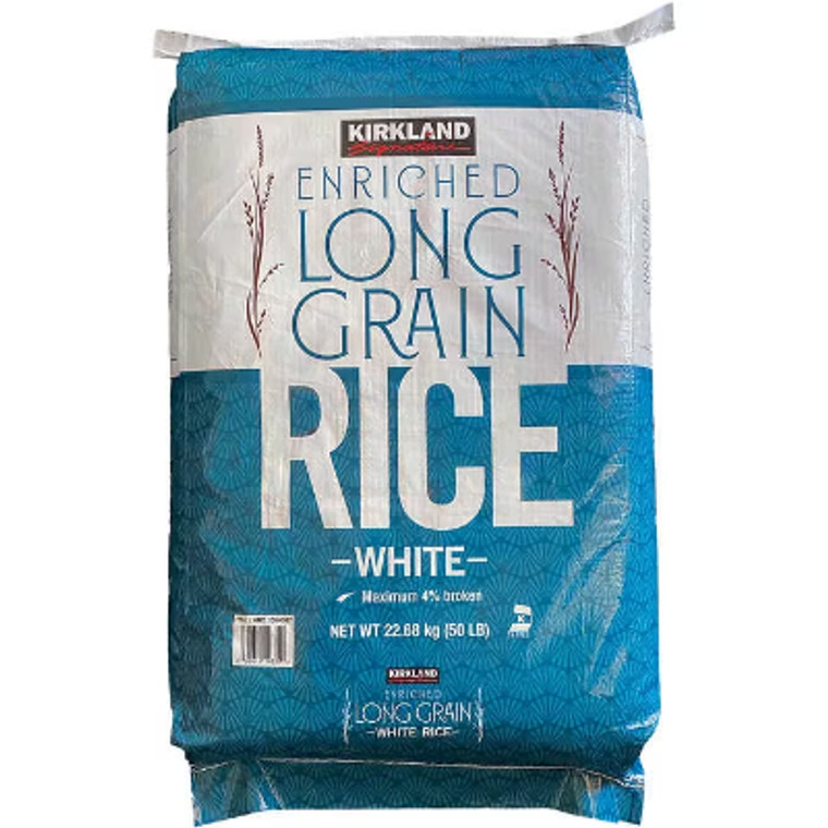 Kirkland Signature Enriched White Rice, Long Grain, 50 lbs
