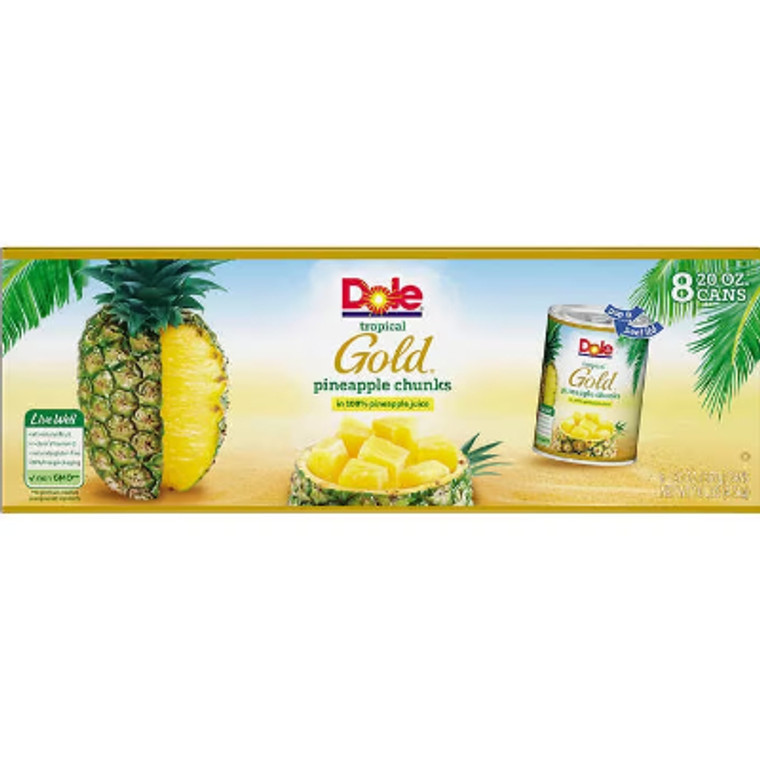 Dole Tropical Gold Pineapple Chunks, 20 oz, 8 ct