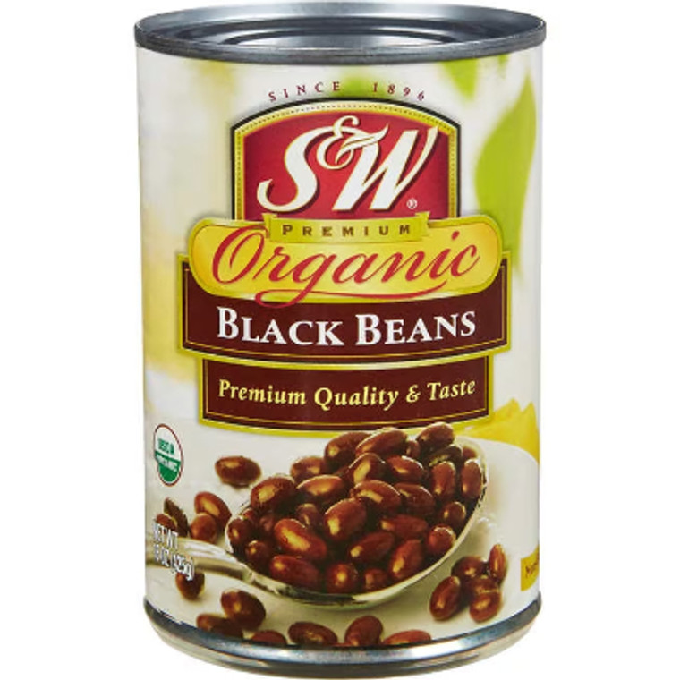 S&W Organic Premium Black Beans, 15 oz, 8 ct