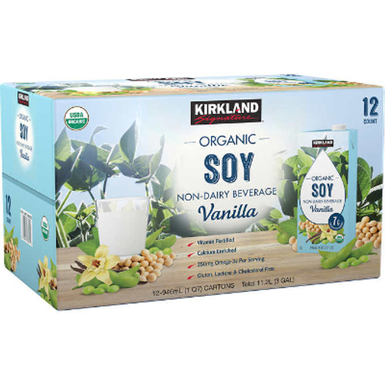 Kirkland Signature Organic Soy Non-Dairy Beverage, Vanilla, 32 fl oz, 12 ct