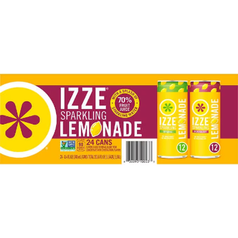 IZZE Sparkling Lemonade Juice Beverage, Variety Pack, 8.4 fl oz, 24 ct