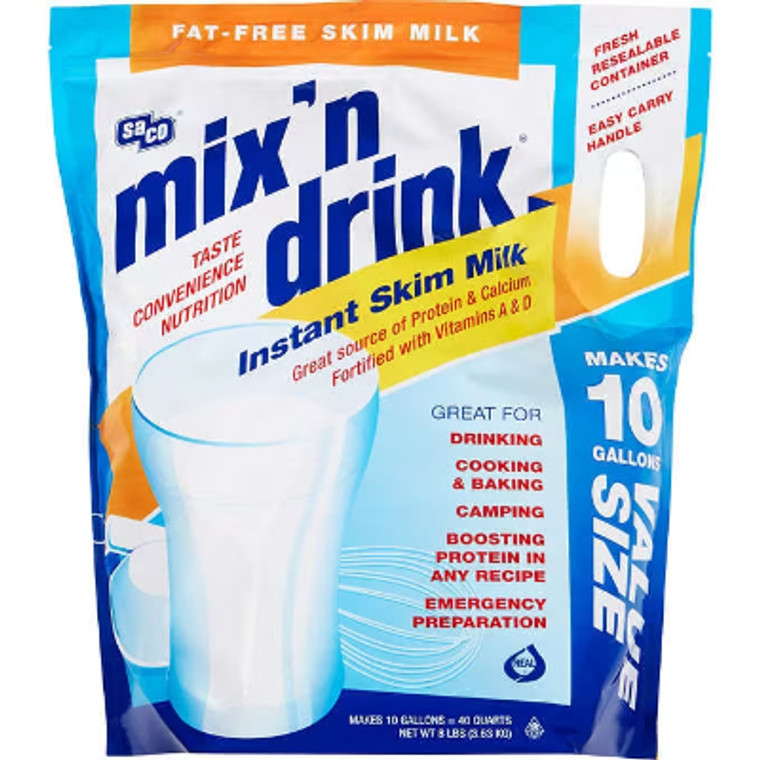 Saco Mix'n Drink Instant Fat-Free Skim Milk, 8 lbs