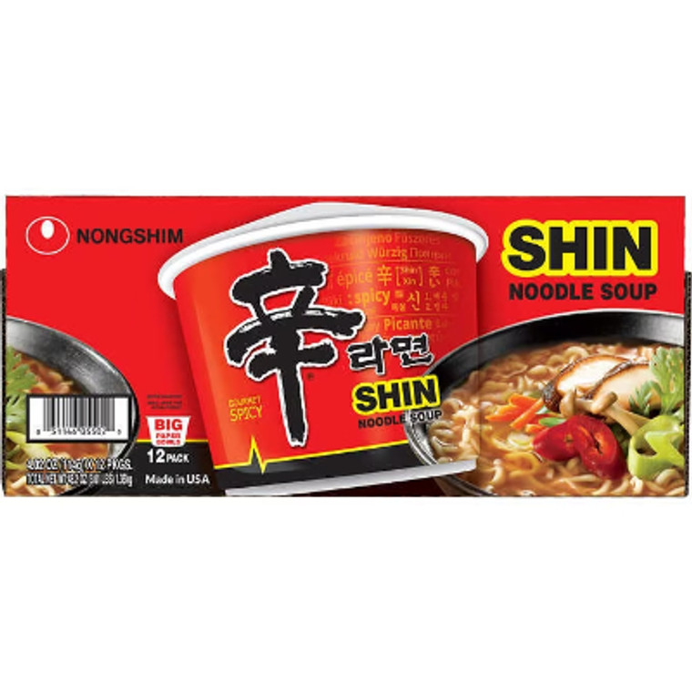 Nongshim Shin Noodle Soup, Gourmet Spicy, 4.2 oz, 12 ct