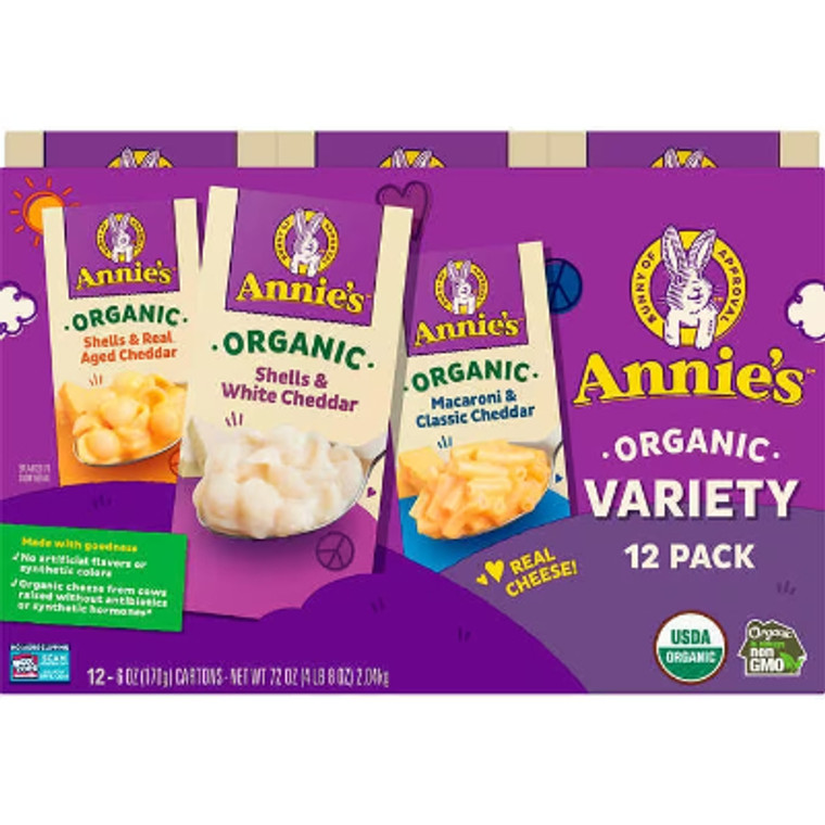 Annie's Organic Macaroni & Cheese, Variety Pack, 6 oz, 12 ct