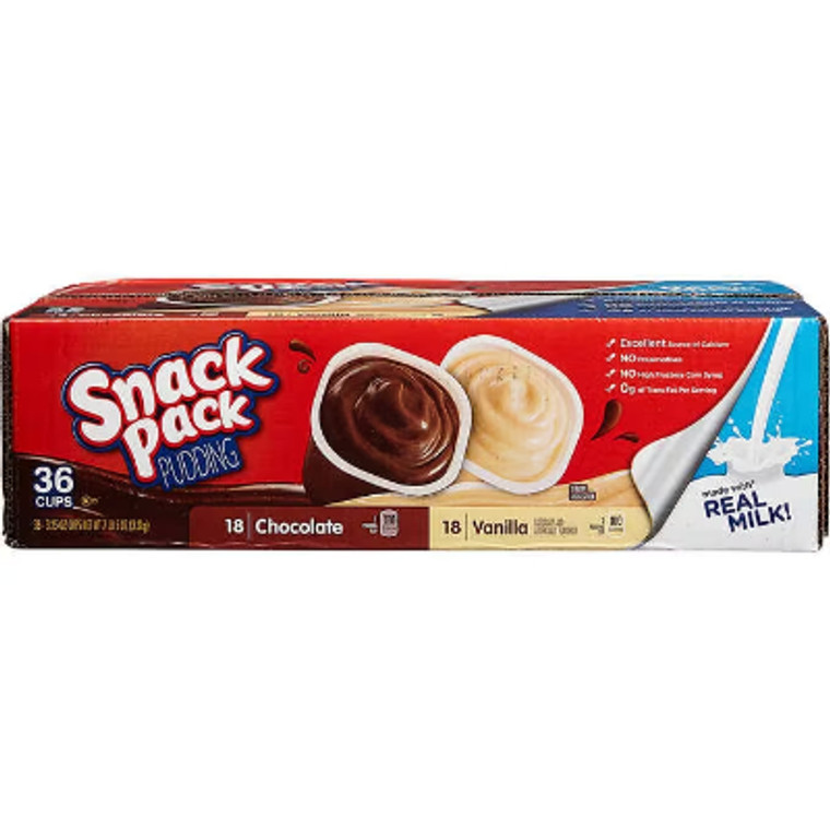 Hunts Snack Pack Pudding, Variety, 3.25 oz, 36 ct