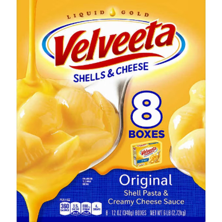 Kraft Velveeta Shells and Cheese, Original, 12 oz, 8 ct