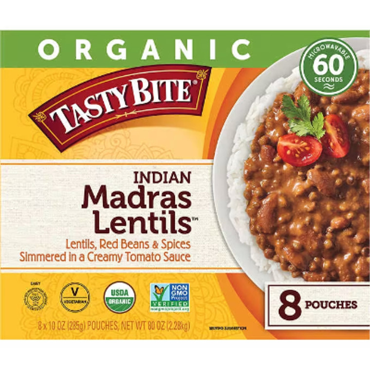Tasty Bite Organic Indian Madras Lentils, 10 oz, 8 ct