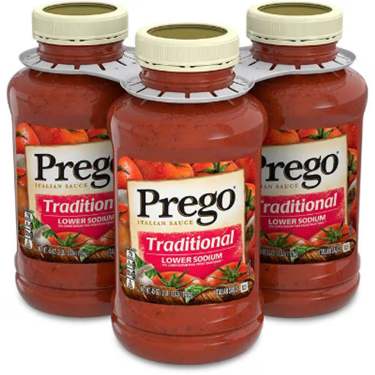 Prego Italian Sauce, Traditional Lower Sodium, 45 oz, 3 ct