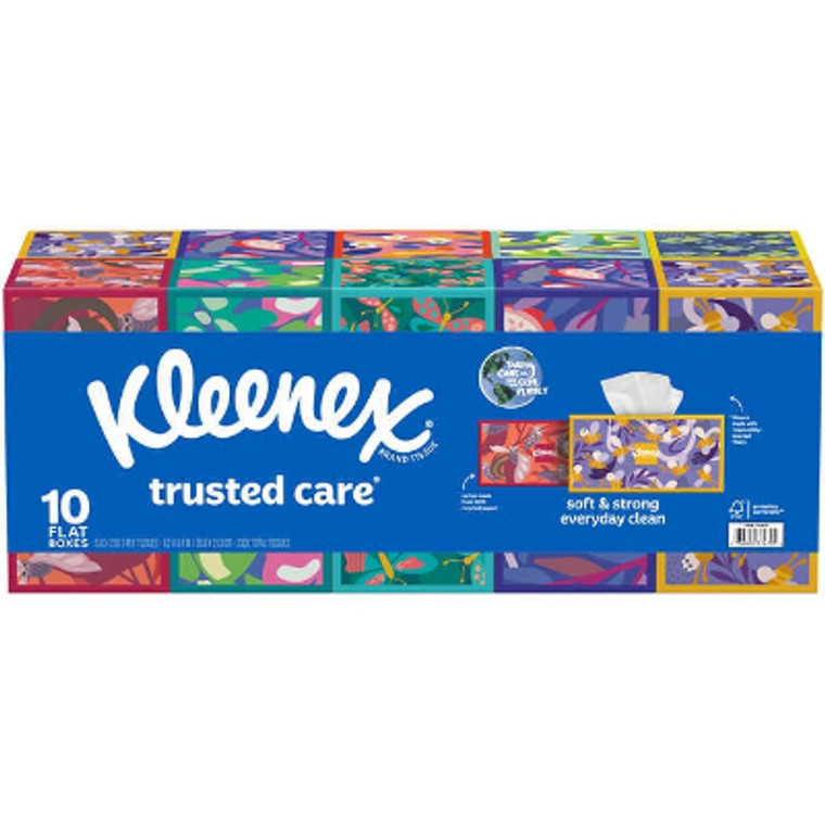 Kleenex Facial Tissue, 2-Ply, Flat Box, 230 Tissues, 10 ct