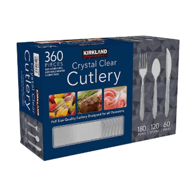 Kirkland Signature Crystal Clear Cutlery Assortment, Clear, 360 ct