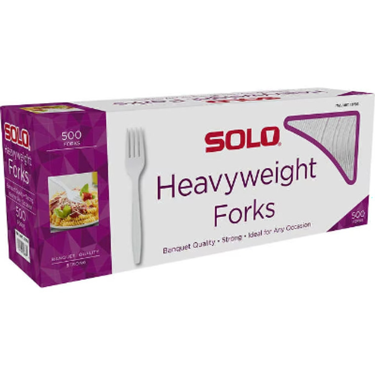 Solo Plastic Fork, Heavyweight, White, 500 ct