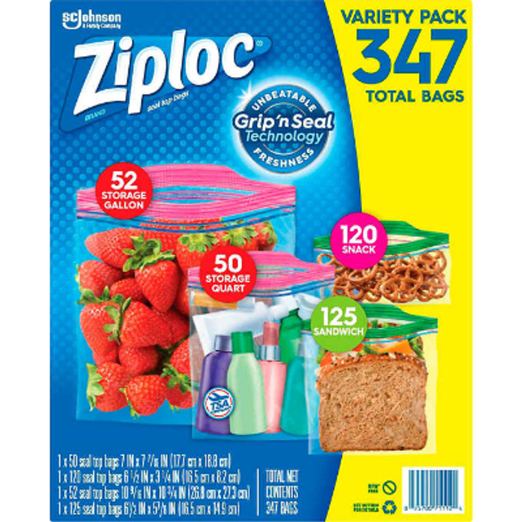 Ziploc Seal Top Bags, Variety Pack, 347 ct