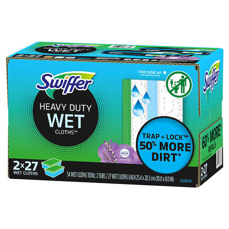 Swiffer Sweeper Heavy Duty Wet Cloth Refills, Lavender Scent, 54 ct