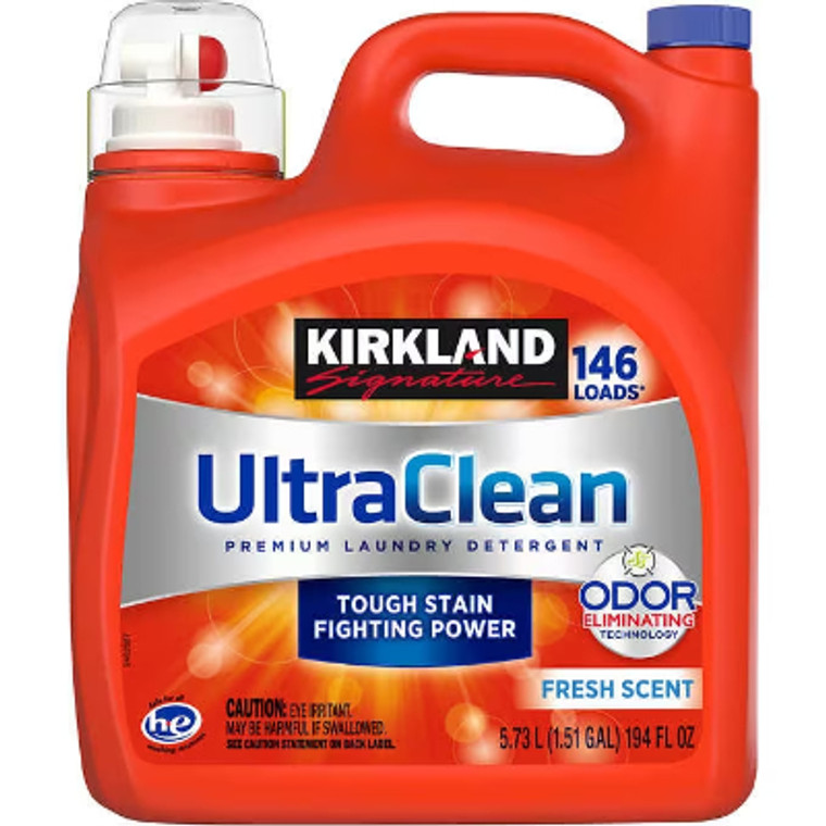 Kirkland Signature Ultra Clean HE Liquid Laundry Detergent, Fresh Scent, 194 fl oz