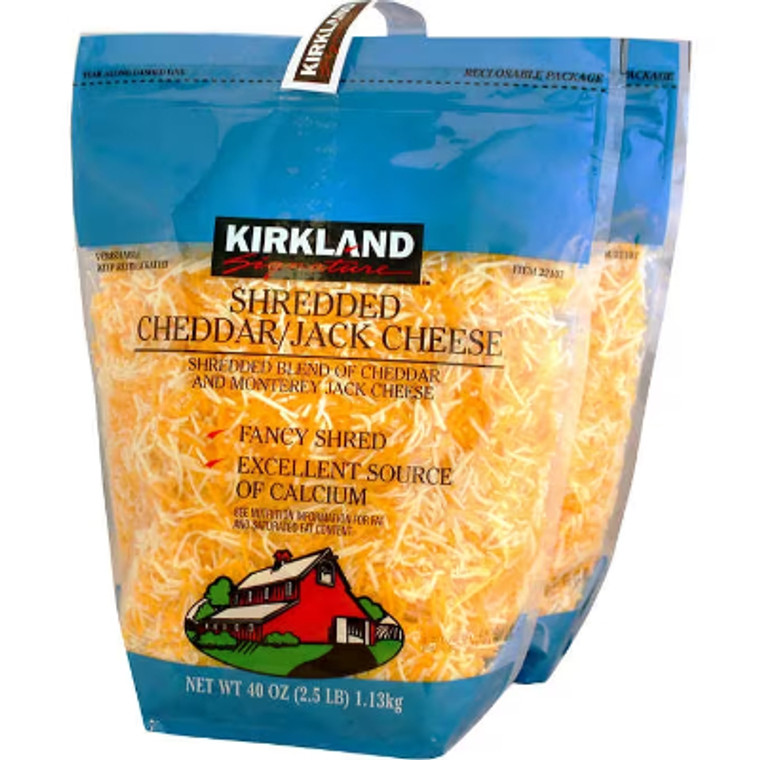 Kirkland Signature Cheddar Jack Cheese, Shredded, 2.5 lbs, 2 ct