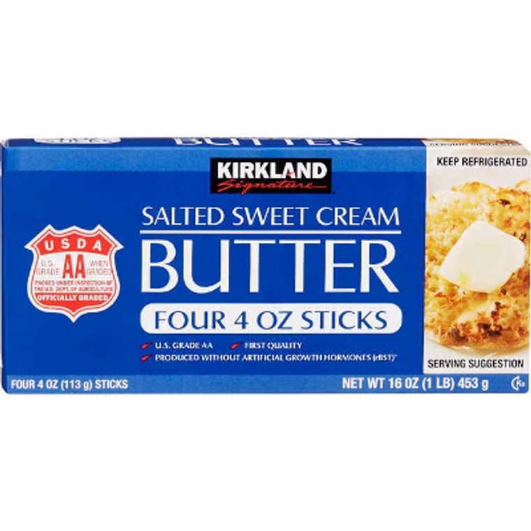 Kirkland Signature Butter, Salted, Stick, 1 lb, 4 ct