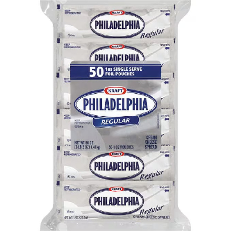 Kraft PHILADELPHIA Cream Cheese Spread, Original, 1 oz, 50 ct