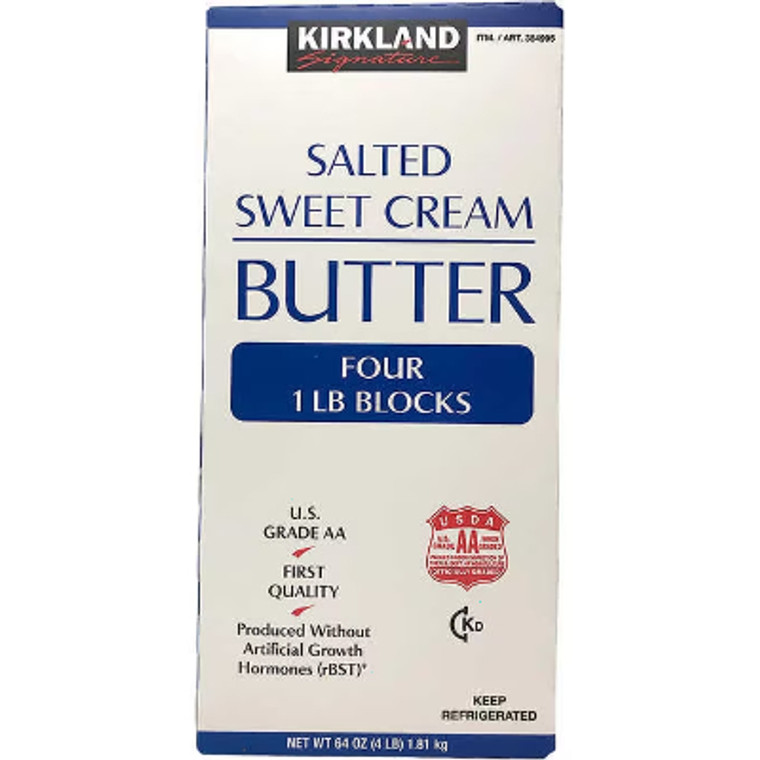 Kirkland Signature Butter, Salted, Block, 1 lb, 4 ct