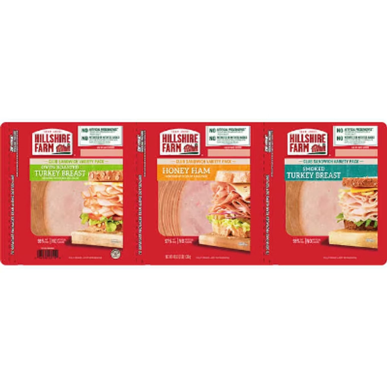 Hillshire Farm Lunchmeat, Sliced, Club Sandwich Variety Pack, 1 lb, 3 ct