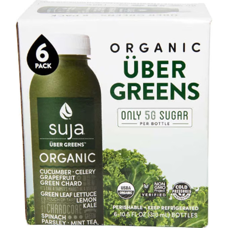 Suja Organic Uber Greens, Cold-Pressed, 10.5 fl oz, 6 ct