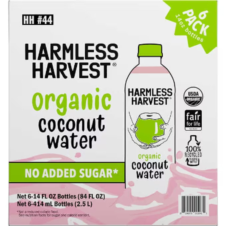 Harmless Harvest Organic Coconut Water, 14 fl oz, 6 ct