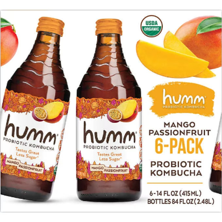 Humm Kombucha, Mango Passionfruit, 14 fl oz, 6 ct
