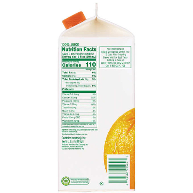 Tropicana Pure Premium 100% Orange Juice with Calcium and Vitamin D, No Pulp, 59 fl oz, 4 ct