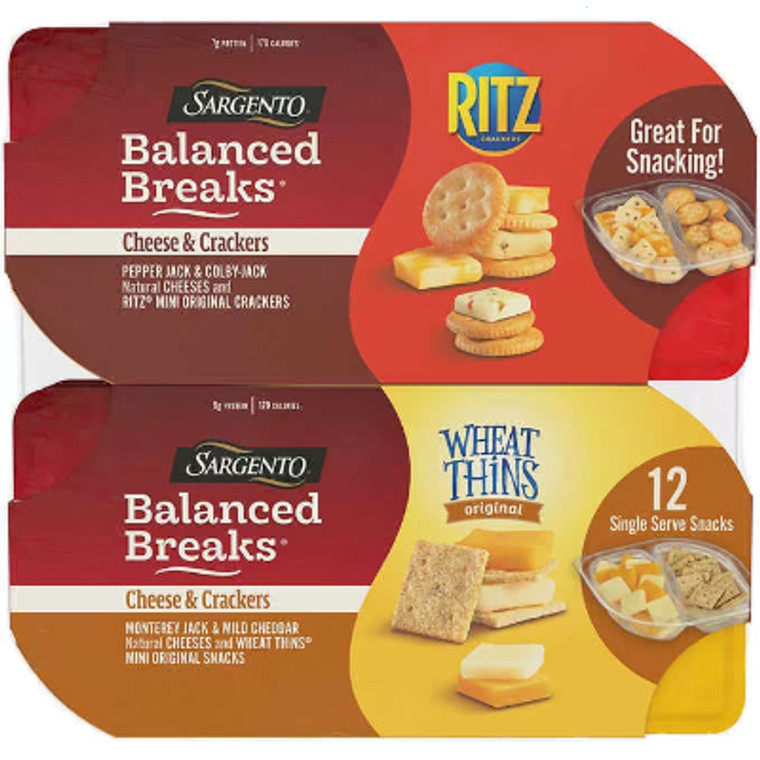 Sargento Balanced Breaks Cheese & Crackers, Variety Pack, 1.5 oz, 12 ct
