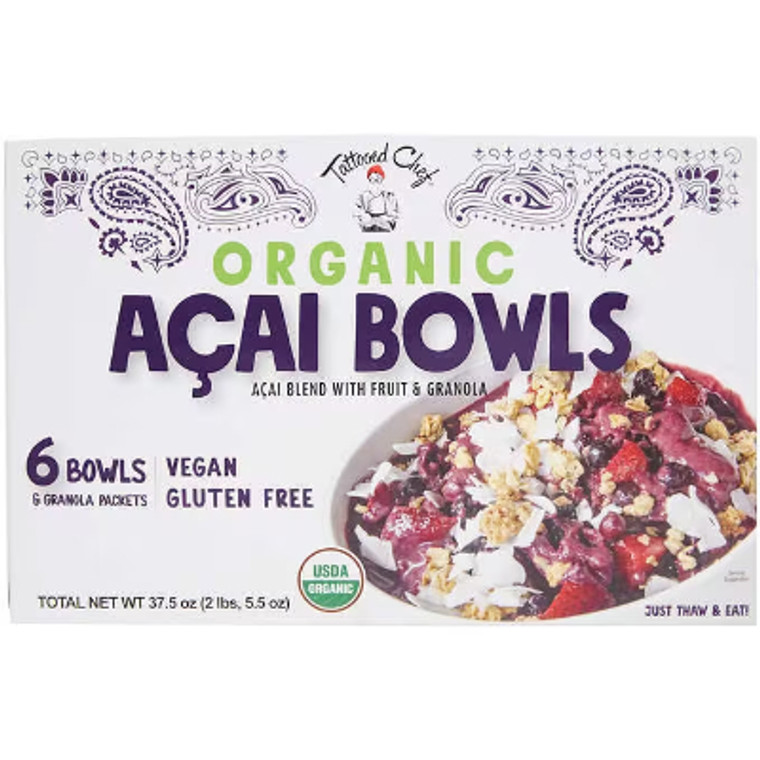 Tattooed Chef Organic Acai Bowls, 6.25 oz, 6 ct