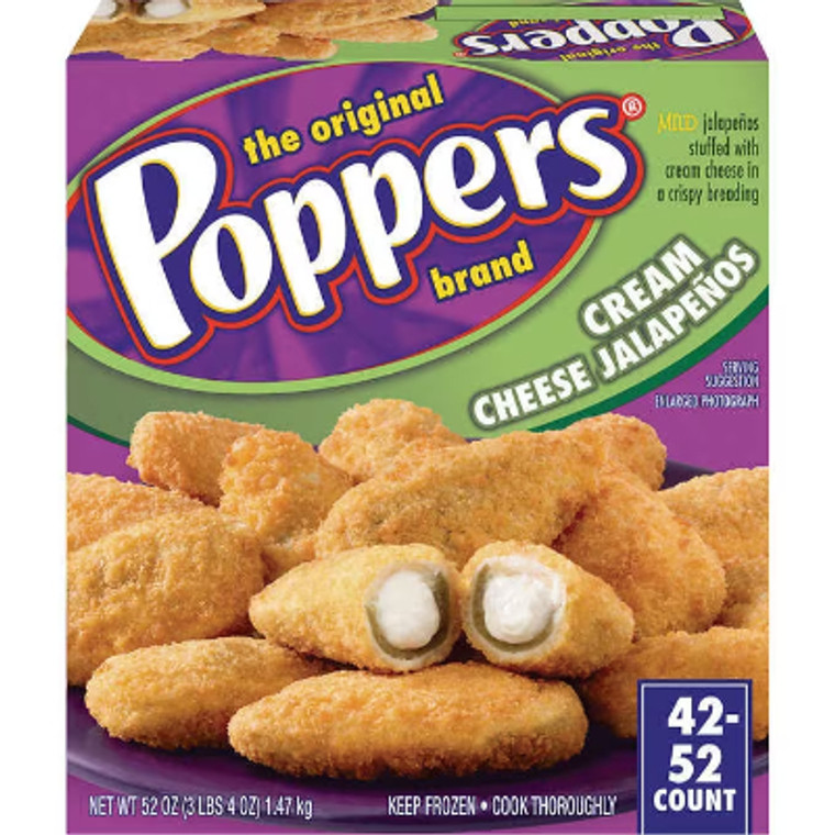 Poppers Cream Cheese Jalapenos in Crispy Breading, 52 oz