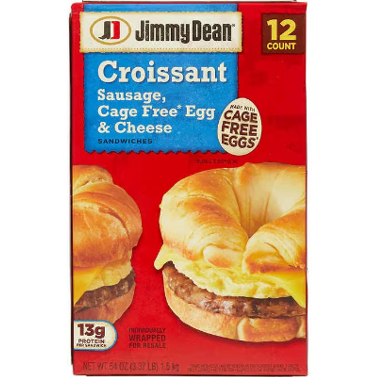 Jimmy Dean Croissant Sandwich, Sausage, Cage Free Egg & Cheese, 12 ct