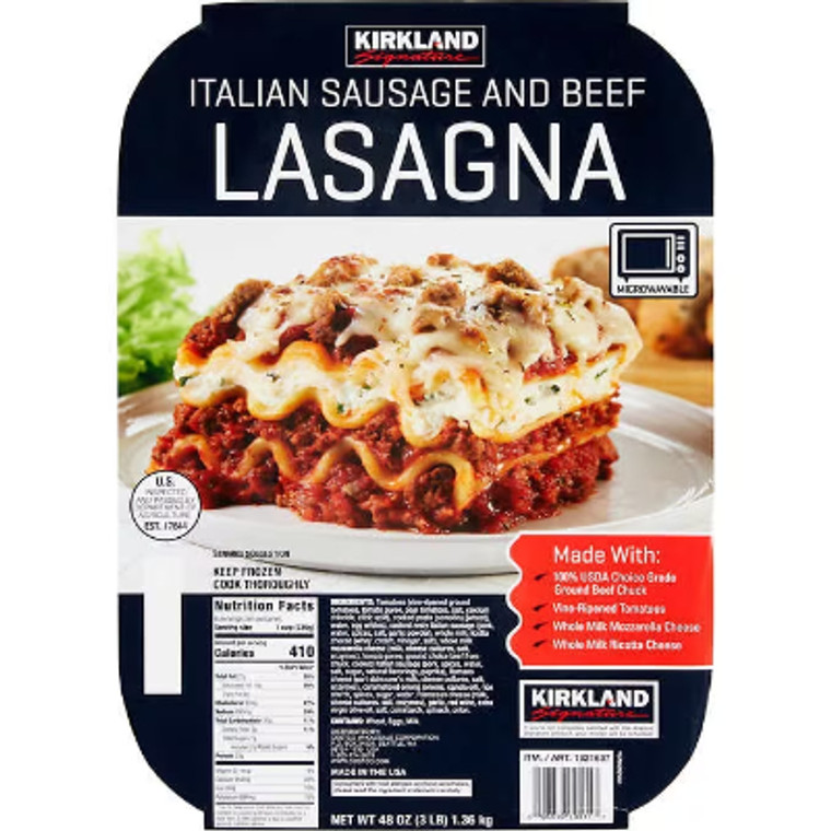 Kirkland Signature Italian Sausage and Beef Lasagna, 3 lbs, 2 ct