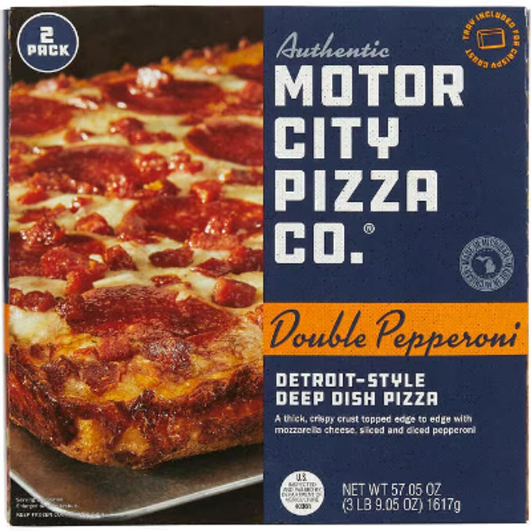 Authentic Motor City Pizza Co Detroit-Style Deep Dish Pizza, Double Pepperoni, 2 ct