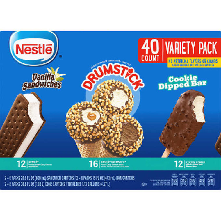 Nestle Frozen Dairy Dessert, Variety Pack, 40 ct