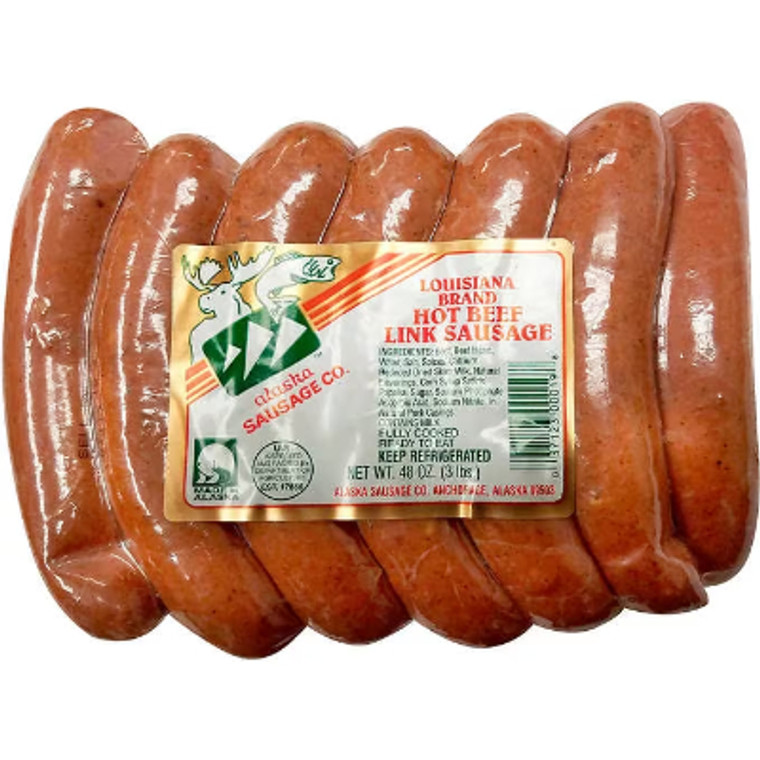 Alaska Sausage Company Louisiana Brand Hot Beef Link Sausage, 3 lbs