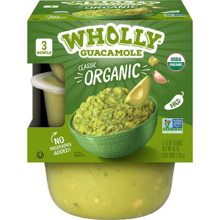 Wholly Guacamole Organic Mild Guacamole, 15 oz, 3 ct