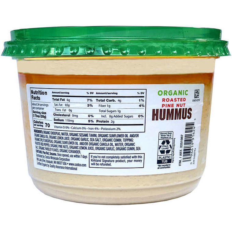 Kirkland Signature Organic Roasted Pine Nut Hummus, 34 oz