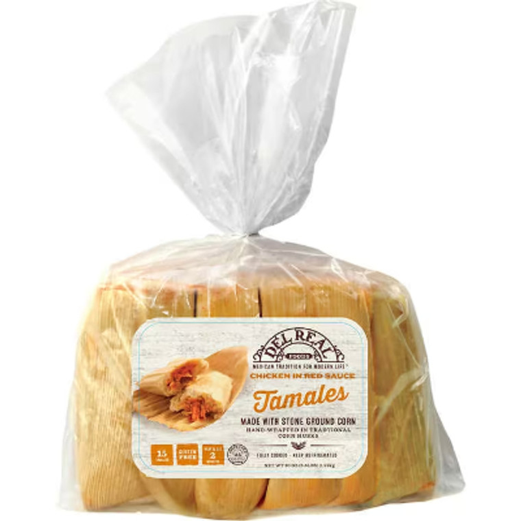 Del Real Foods Chicken Tamales in Red Sauce, 15 ct