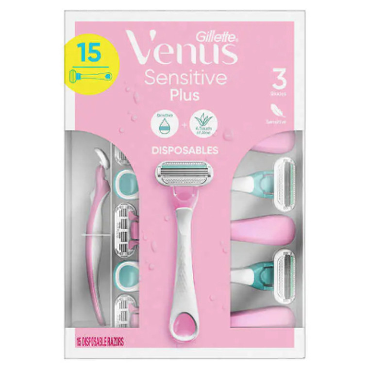 Gillette Venus Sensitive Plus Disposable Razor, 15-count