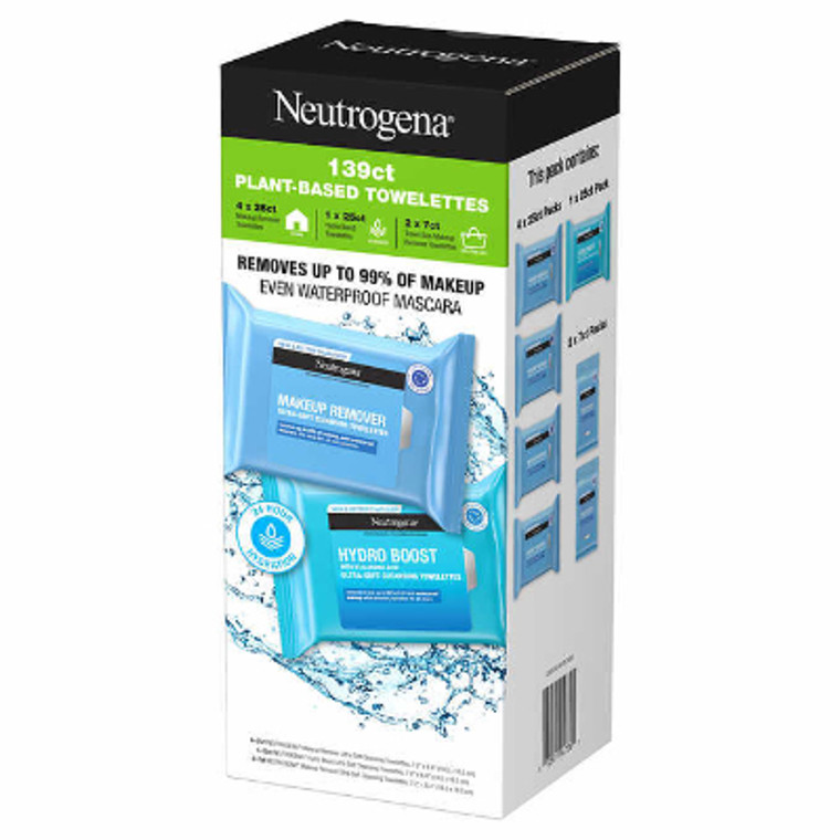 Neutrogena Makeup Remover & Hydro Boost Ultra-Soft Cleansing Towelettes, 139-count